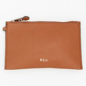 LAUREN RALPH LAUREN Brown Leather Clutch Pouch Bag